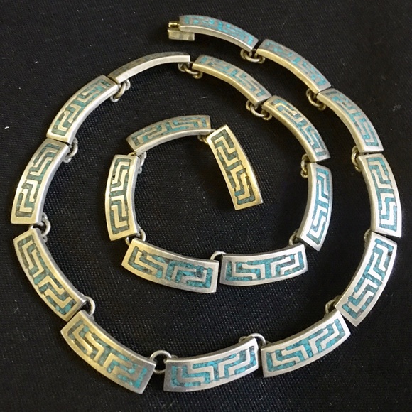 Jewelry - Signed Mexican 925 Sterling & Turquoise Choker
